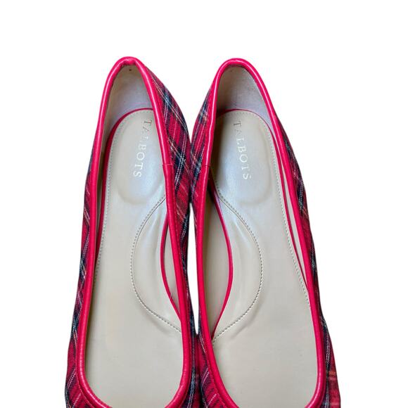 EUC Talbots Women 10 Blair Cap Toe Ballet Flats Tartan Plaid Christmas Plaid - Picture 9 of 15